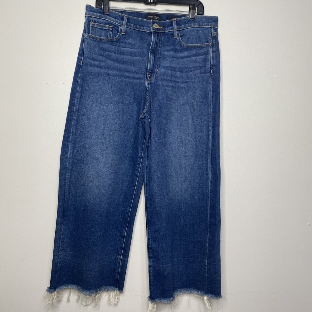 Banana Republic Jeans Womens 31 Blue High Rise Wide Leg Crop Denim 34"x25"